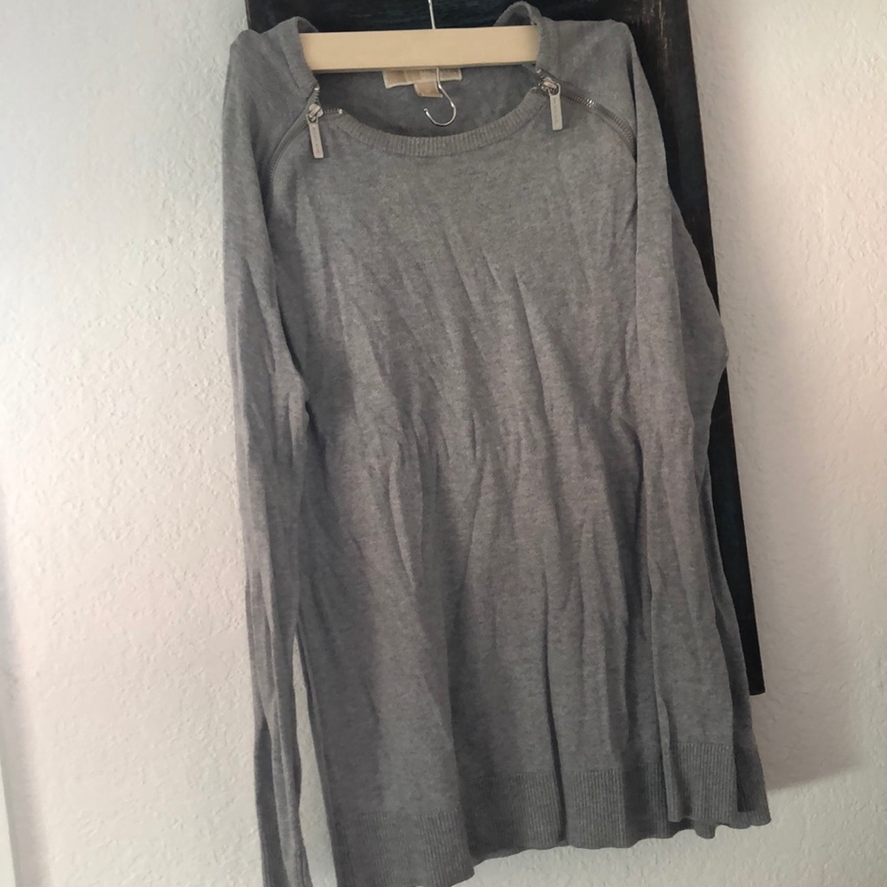 Michael kors scoop neck zip shoulder sweater